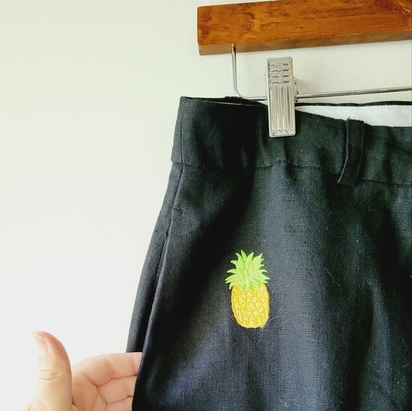 $10 sale 🍓 Deane & White pineapple linen black high waisted slacks size 10 - Picture 4 of 7